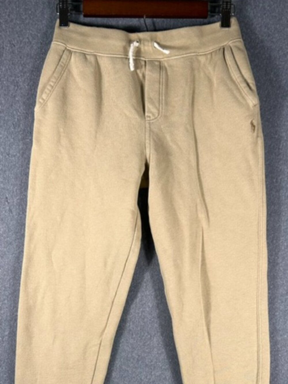 Polo Ralph Lauren Joggers Youth Boys Sz Large 14-16 Tan Drawstring Logo Pull On